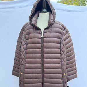 MICHAEL KORS Quilted Down Puffer Jacket Removable Hood Packable Plus 3X NWT